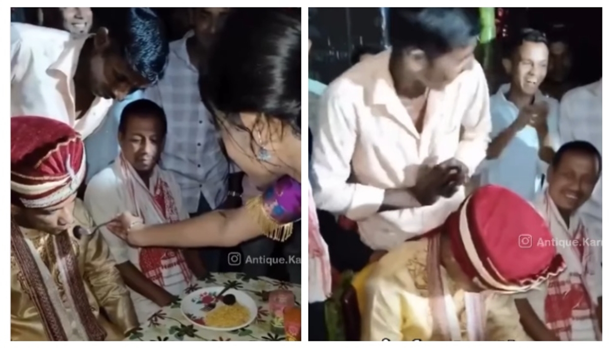 Video of groom shaking his head in shame as he offered sweets at the wedding venue goes viral 