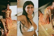 Mia Khalifa HOT photos ONLYFANS star goes braless looks gorgeous in orange ombre gown see pics gcw