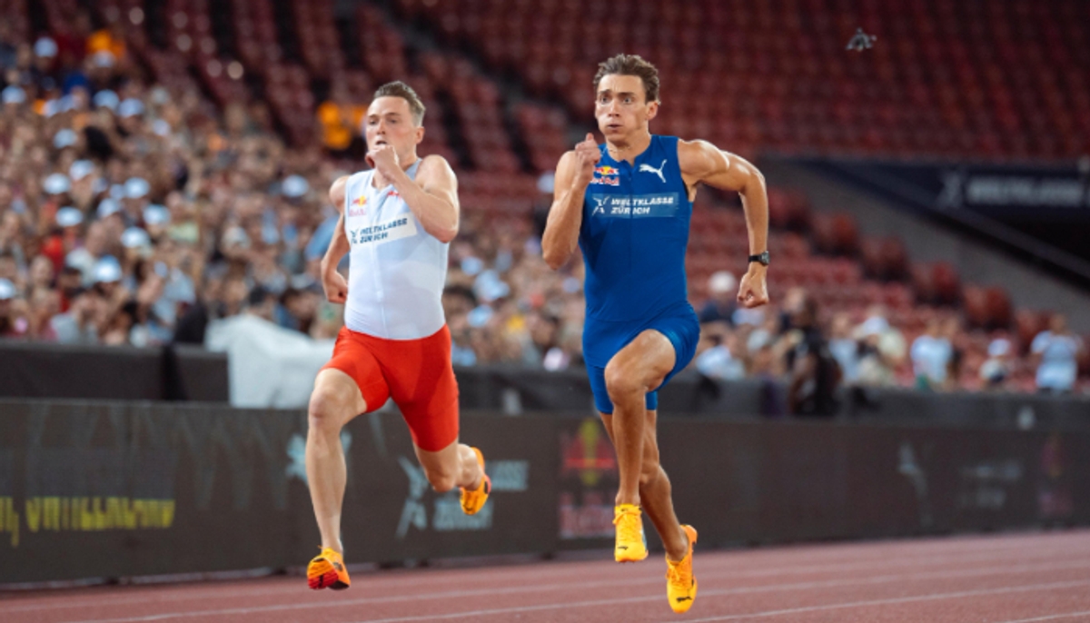 watch video armand duplantis running in 100 mtr in zurich