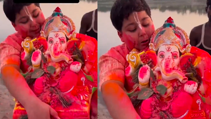 Emotional child refuses to bid farewell during Lord Ganesha immersion: 'My Friend Ganesha' [WATCH] RTM