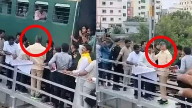 Andhra CM Chandrababu Naidu near miss with train incident viral ans