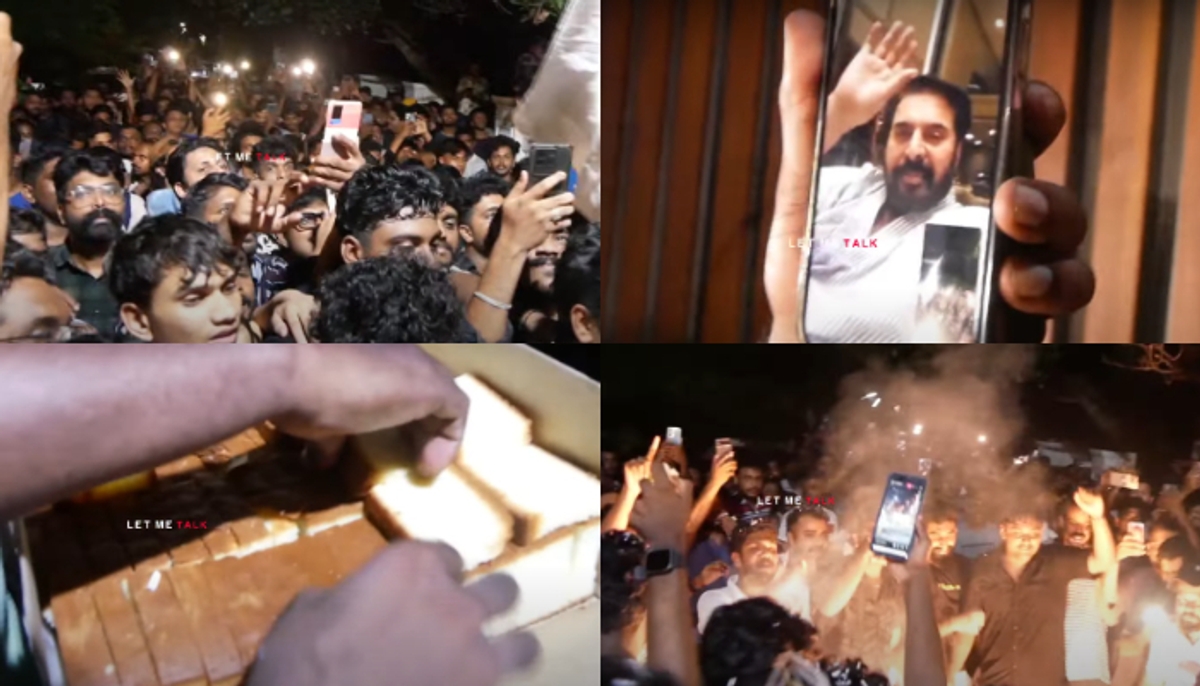 Mammootty 73rd birthday: fans celebrate with cake, fireworks and video call outside megastars residence in kochi anr