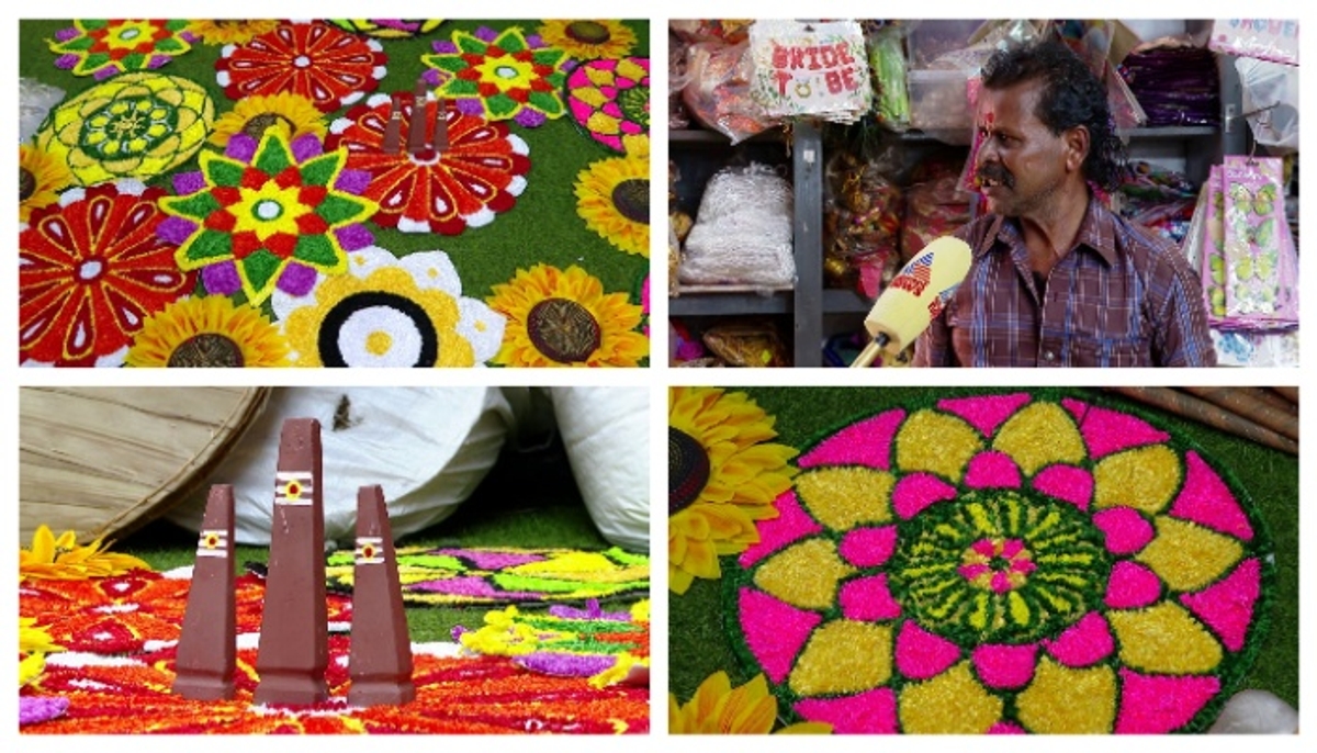 instant pookkalam ready for onam market trivandrum