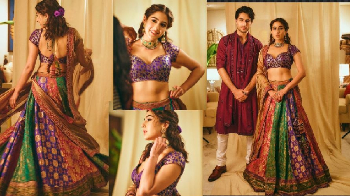 bollywood Actress Sara Ali Khan gave 50 old vintage sarees for a single lehenga akb