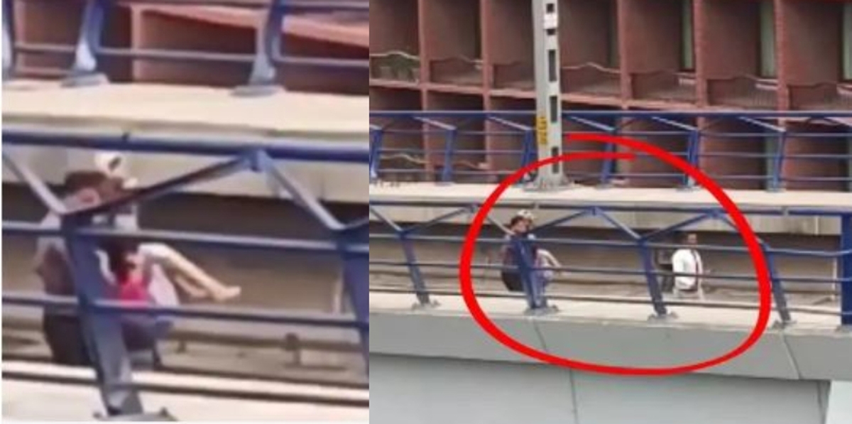 Woman running on metro track In delhi Rescued By three security officers