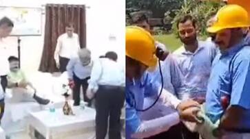 BCCL officer caught fixing Union Minister's pyjamas, humiliating shoe-fix drama, video goes viral (WATCH) shk