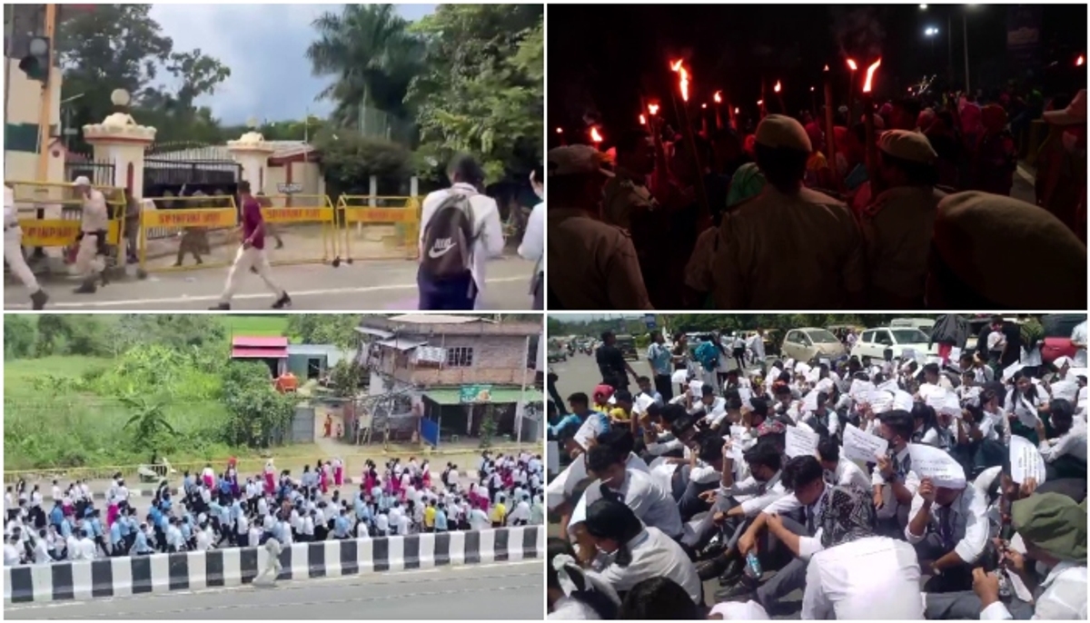 Massive Students protest over violence in Manipur 