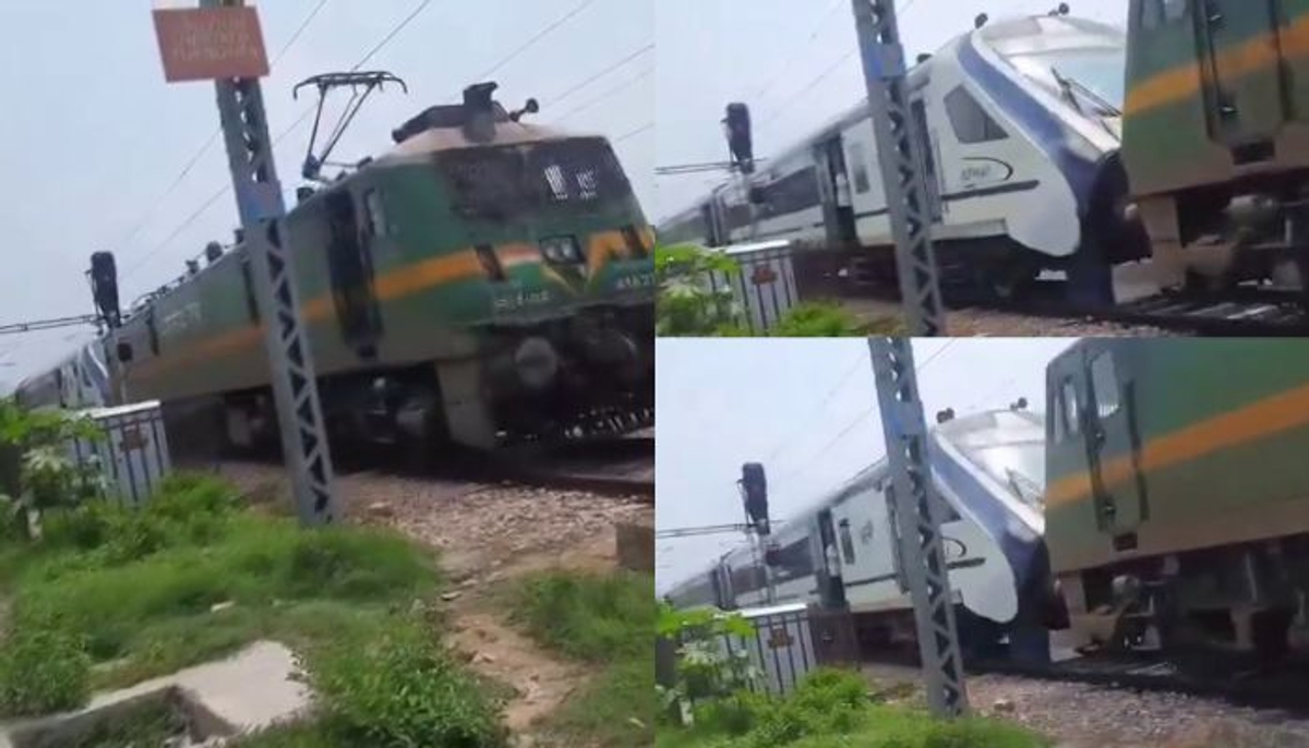 Vande Bharat Express Train pulled by Goods railway engine mrq