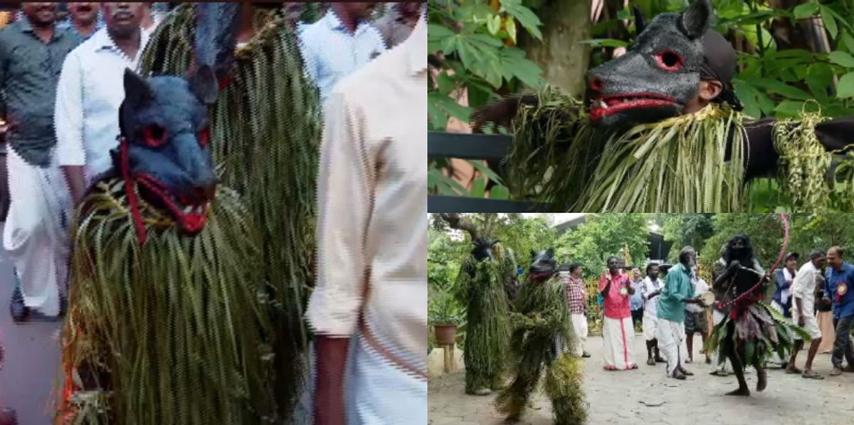 Bears and Hunters Folk Art Form to Mark Onam at Arinalloor Kollam