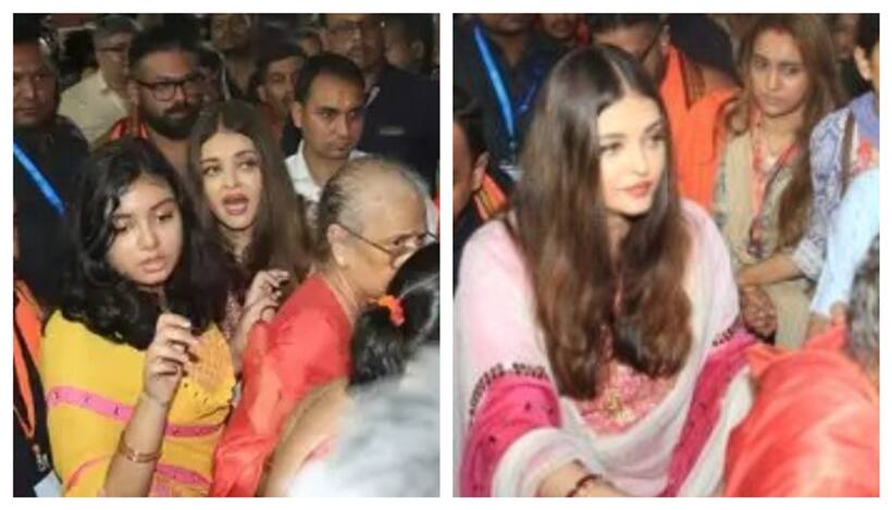 Watch: Aishwarya Rai, Aaradhya Bachchan get mobbed at GSB Ganpati Pandal; video goes viral
