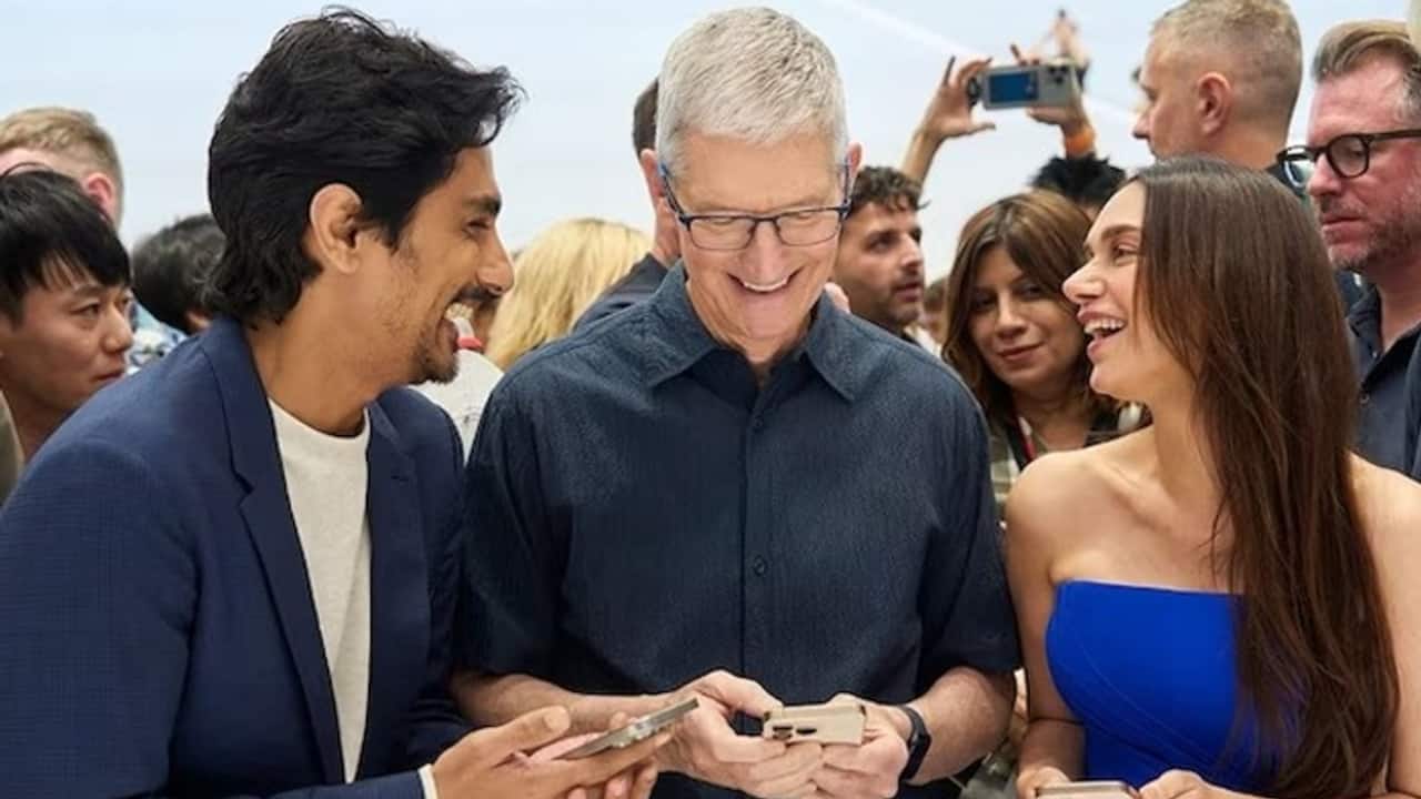 Aditi Rao Hydari, Siddharth at launch of iPhone 16 series: Star couple poses with Tim Cook