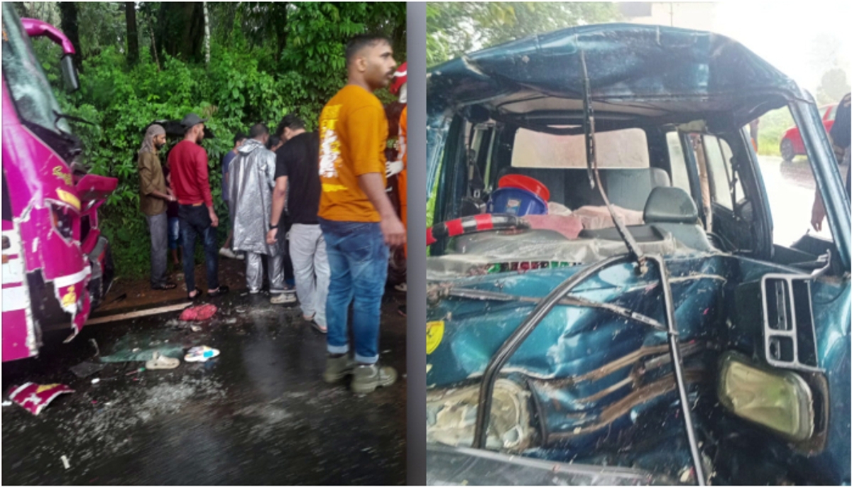 ksrtc bus and mini van accident nine injured include sruthy and jenson in kalpatta wayanad