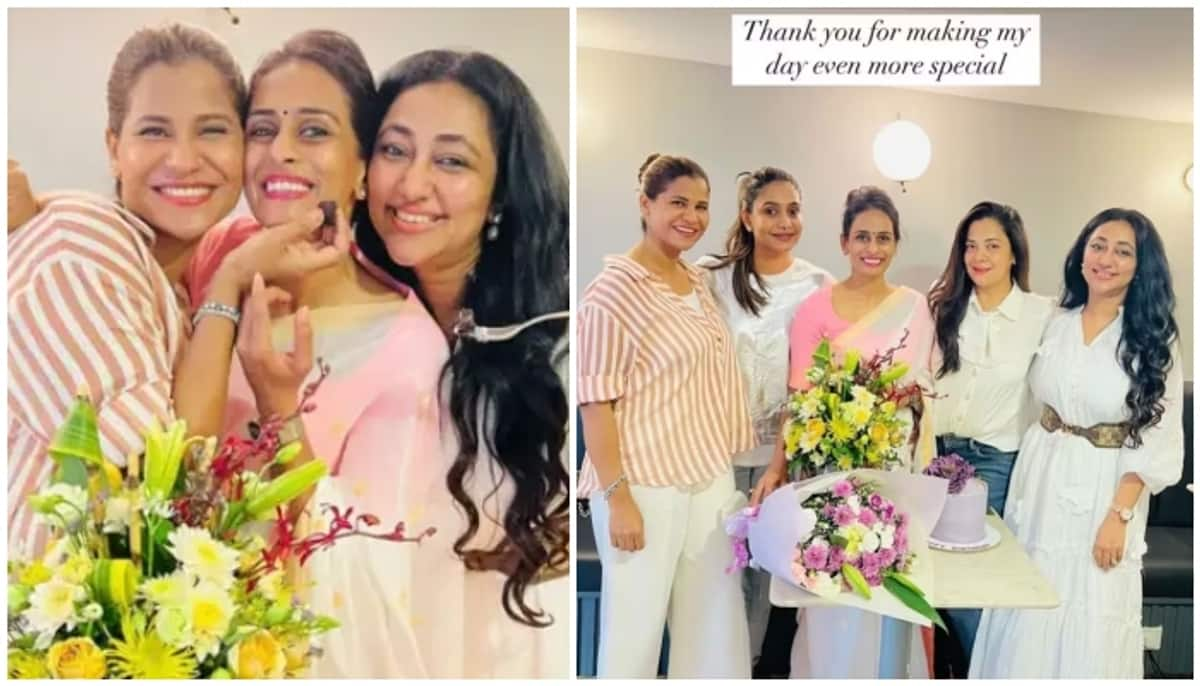 cm siddaramaiah daughter in law Smitha Rakesh attends friend birthday party with vijayalakshmi darshan gow