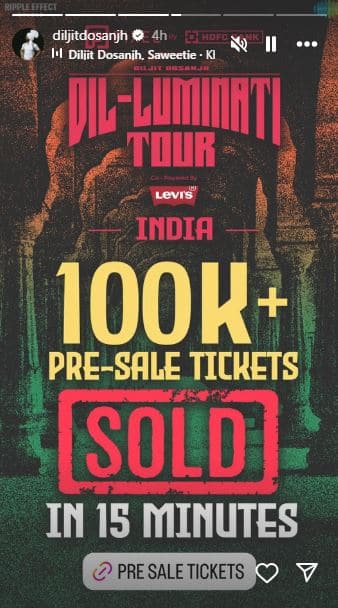 Diljit Dosanjh Dil-Luminati India Tour tickets all sold out within few minutes; many fans disheartened RBA