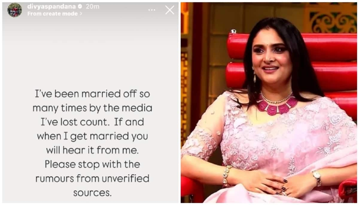 Actress Ramya aka Divya Spandana clarifies rumours on social media about her marriage vkp