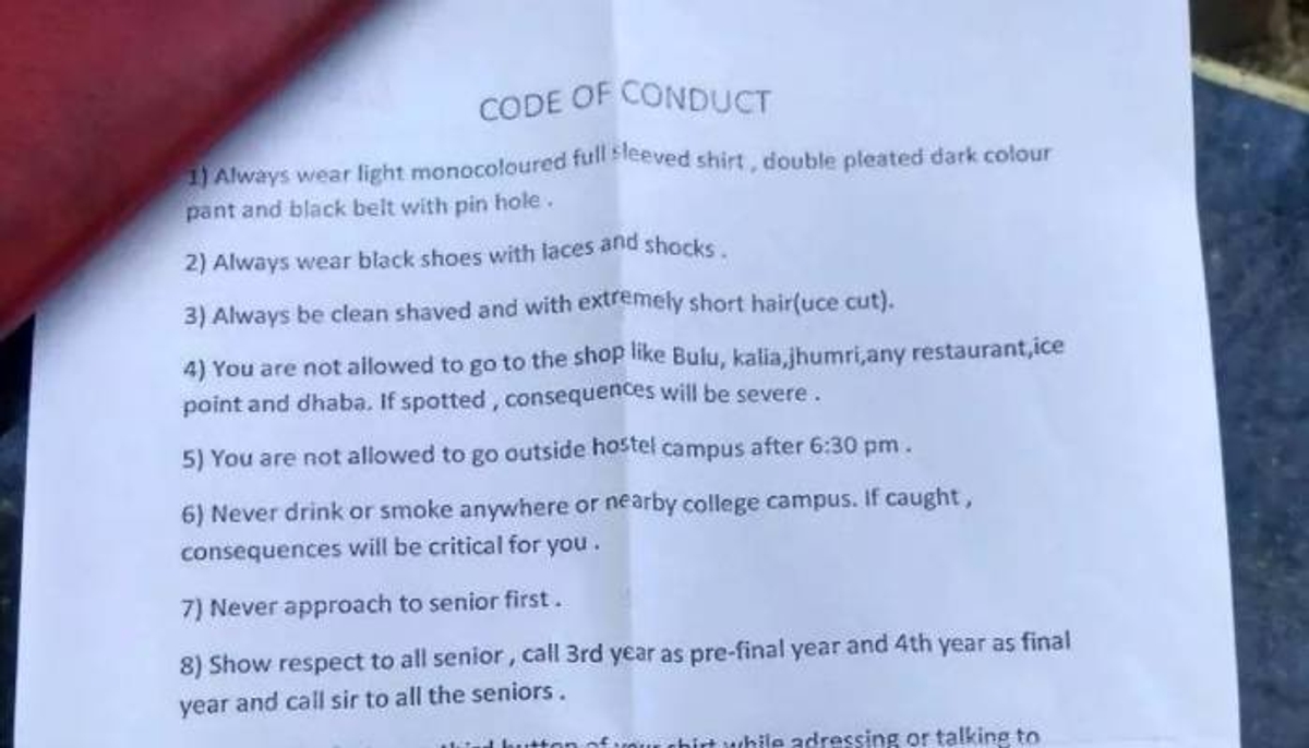 code of conduct for juniors by seniors post viral  