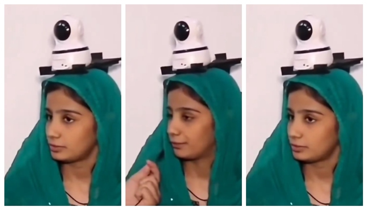 Video of girl who installed CCTV on her head for safety goes viral on social media