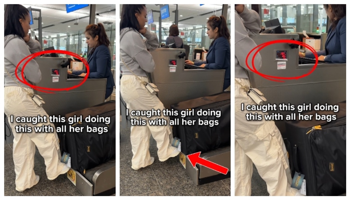 Young womans strategy to reduce the weight of her luggage at the airport video viral in Social media