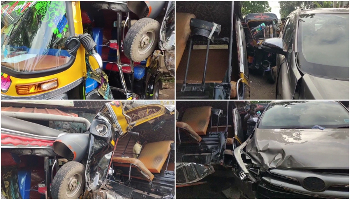  An out-of-control car rammed into an auto stand in Kollam Chittamala; Autorickshaws broke down