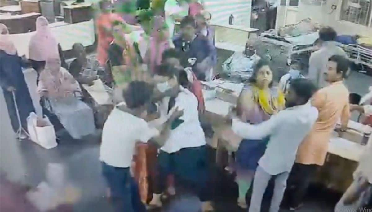 Patient assaults junior female doctor at Gandhi Hospital Hyderabad CCTV footage ram 