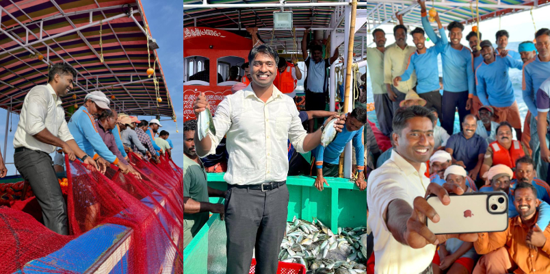 thrissur district collector arjun pandian visit fishermen from azhikode harbour