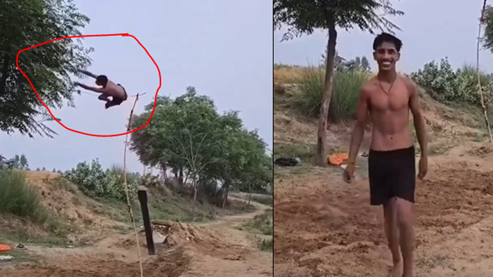 Indian Rural youth jumps higher than Olympics Video goes viral sat