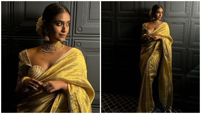 PHOTO: Keerthy Suresh shines in a traditional golden saree; A perfect look for Onam celebrations RTM