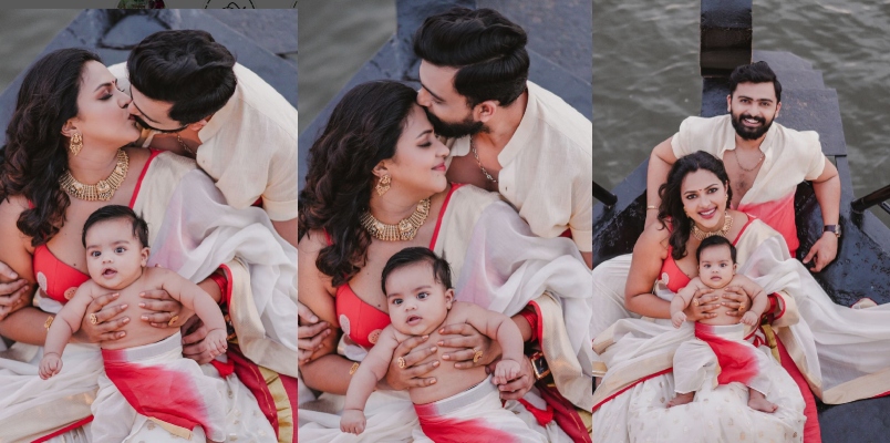 Amala Paul showed the babys face to the world for the first time on Onam