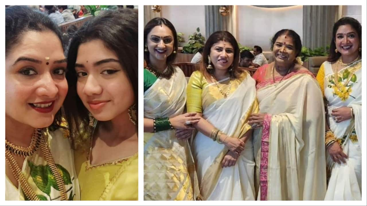 Arun vijay Daughter Purvi look like heroine anitha vijayakumar onam celebration photos mma