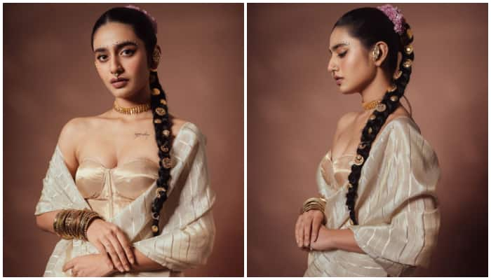 [See photos] Priya Prakash Varrier shares ethereal pictures in golden traditional ensemble RTM