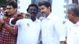 TVK leader Thalapathy vijay paid respect for periyar DMK worker took selfie ans