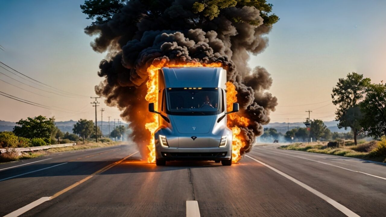 Two lakh liters of water to put out Tesla Semi Truck Fire in California US