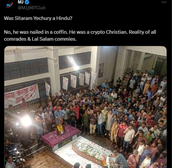 false claim in twitter facebook as Sitaram Yechury was a Christian 