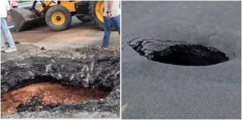 rats responsible for holes in road staff who said this part of Delhi Mumbai Expressway Project terminated by construction firm