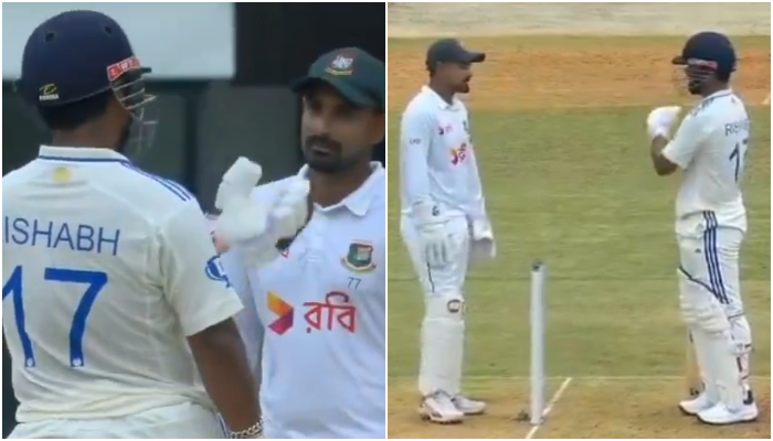 watch video rishabh pant argues with litton das in chennai test