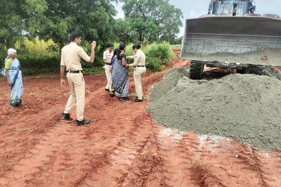 Crop destruction in Dalit farm to make road for uncles crusher Serious allegation against MLA Ganesh Prasad gvd