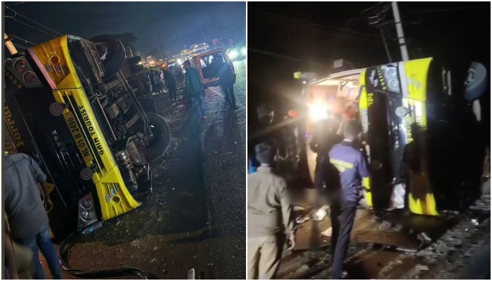 bus coming from Bengaluru to Kerala met an accident Many people were injured