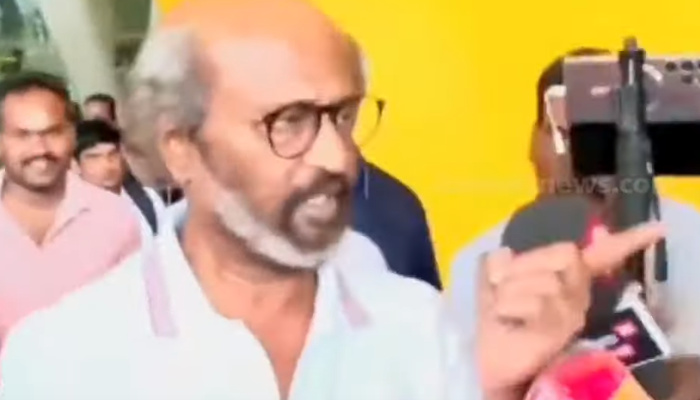 Rajinikanth gets angry watch video from airport hrk