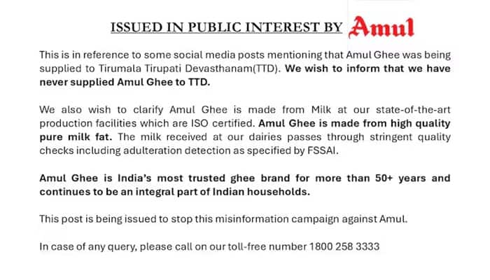 Amul denies supplying ghee to Tirupati temple amid 'animal fat in laddoo' row gcw