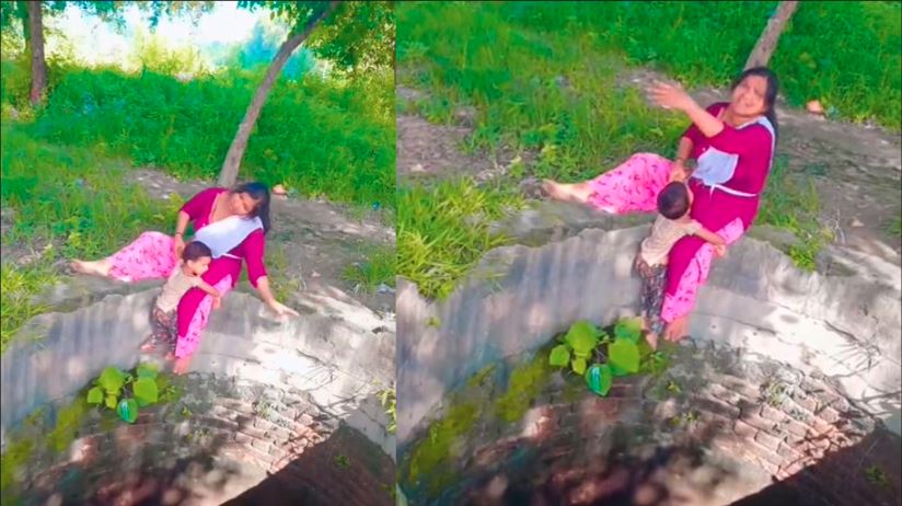 Shocking Video of Woman's Dangerous Stunt With a Child on the Edge of a Open Well Goes Viral