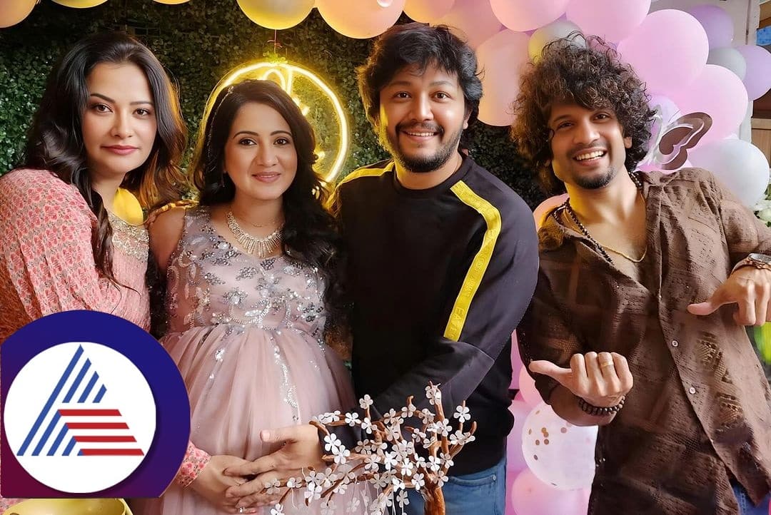 Golden Star Ganesh gave surprise baby shower part to Harshika Poonacha pav