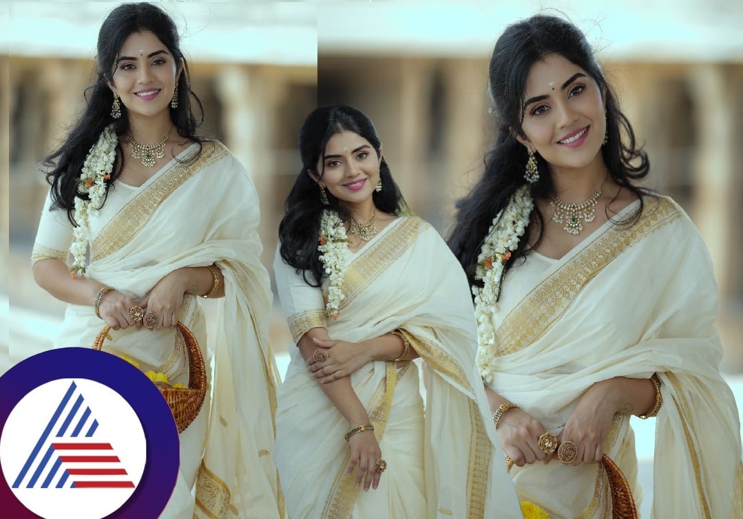 Megha Shetty looks like angel in Kerala saree pav