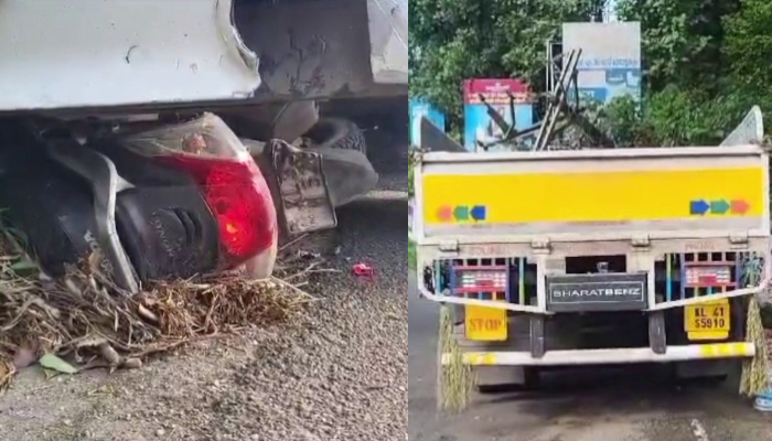  accident in kottayam youths were knocked down and the lorry with the scooter sped for six kilometers stopped after hitting an electricity pole