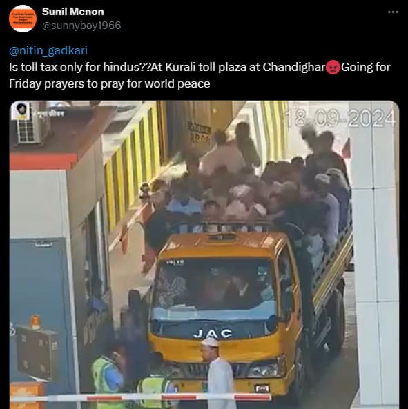 video from Bangladesh has been falsely shared to show men in Islamic attire vandalising a toll plaza in Chandigarh