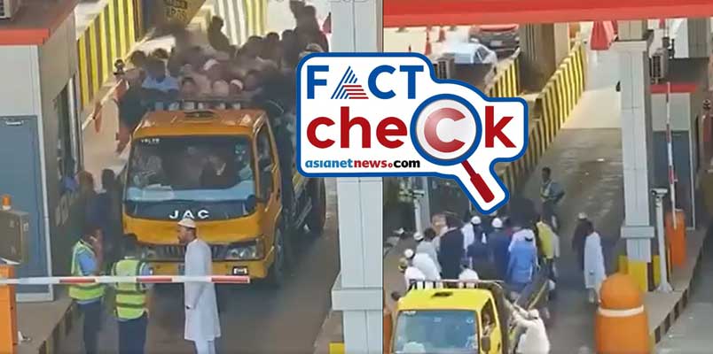 video from Bangladesh has been falsely shared to show men in Islamic attire vandalising a toll plaza in Chandigarh