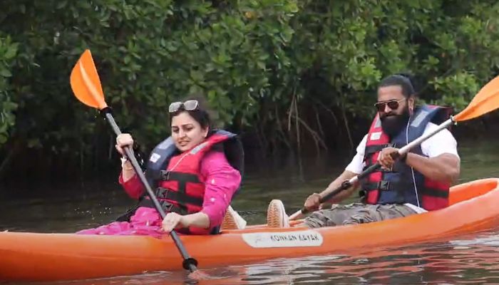 Rishab Shetty enjoys Kayaking adventure with family near Kundapura vkp