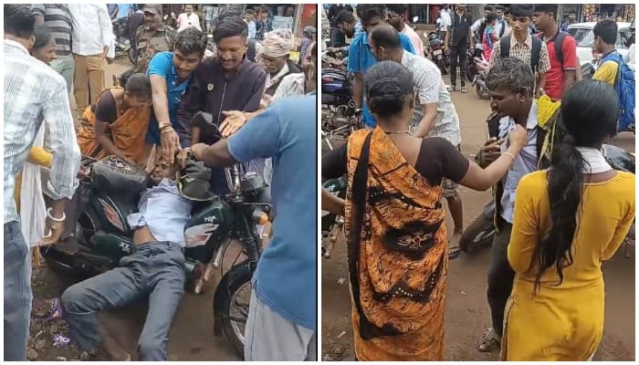 mother-in-law beaten up drunken son in law at belagavi video goes viral gow