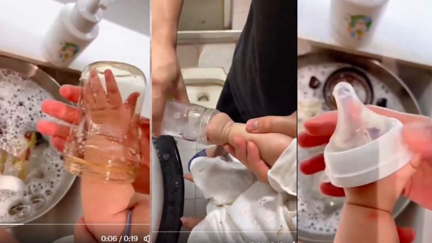 Parent Faces Backlash for Using Newborn's Hands to Clean feeding Bottles in Viral Video