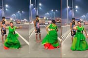 saree clad womans bindass dance on road shakes the bridge watch Viral Video 