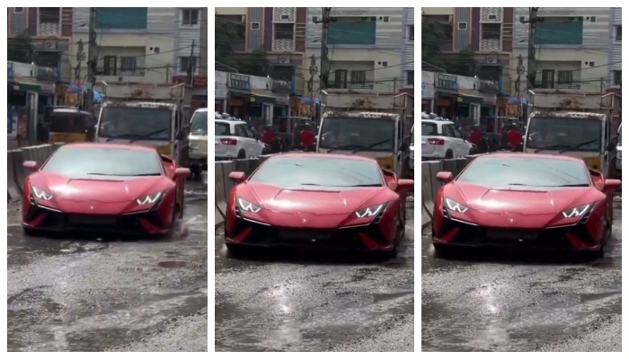 video of a Lamborghini on Indian roads goes viral in social media 